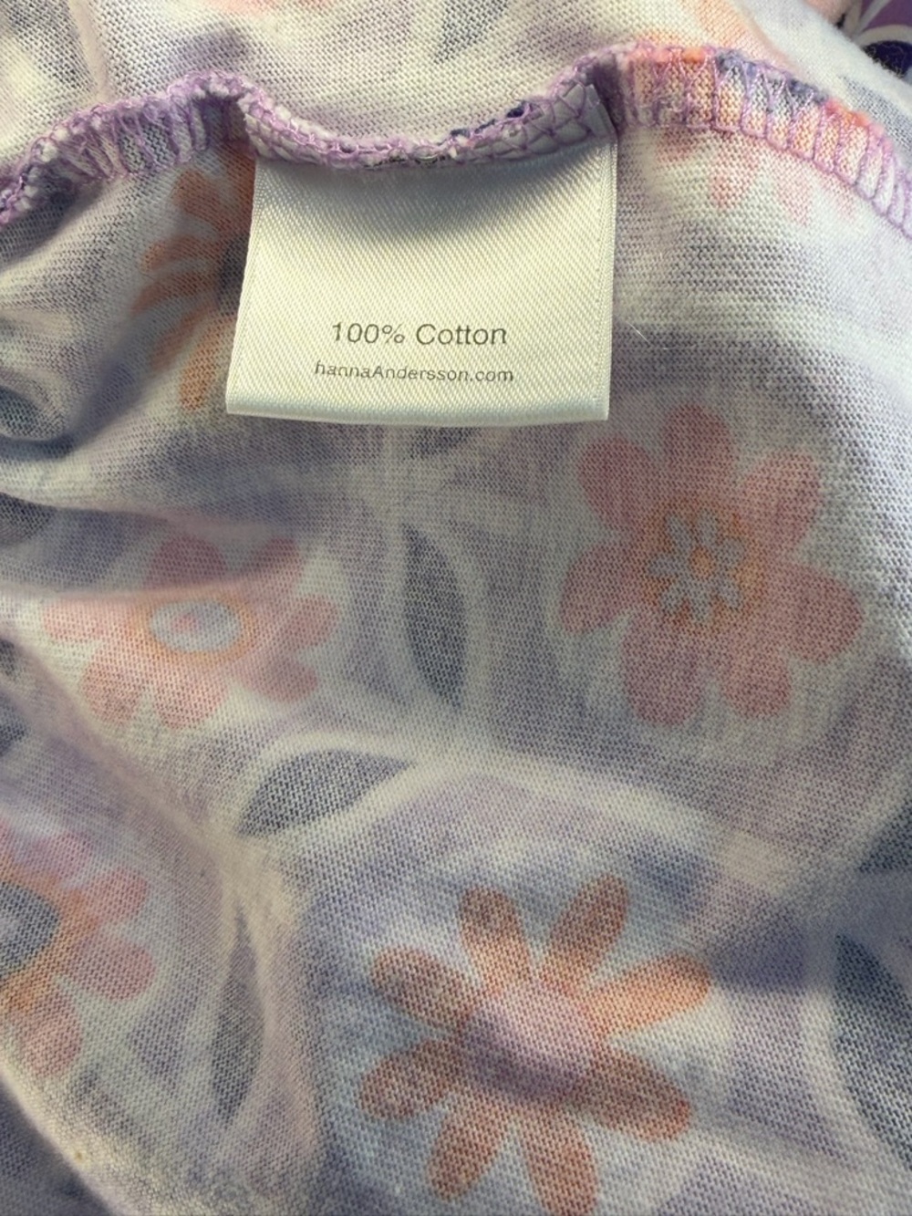 Hanna Andersson Girls Floral Dress Purple Pink Cotton Ruffle Hem Size 140 (10) - Picture 4 of 8